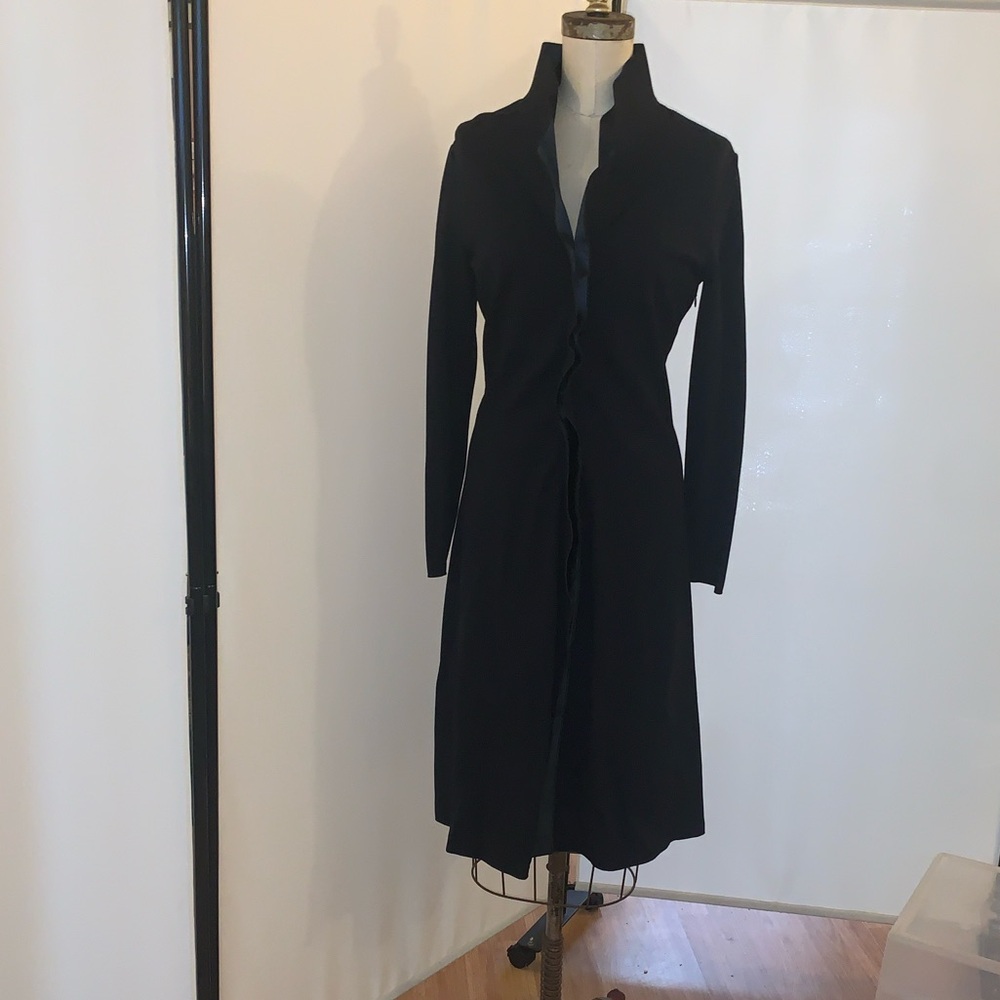 Armani Collezioni Black Long Sleeve jersey / satin dress 10 perfect